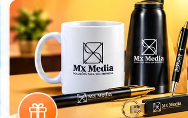 Exemplo visual de brindes personalizados